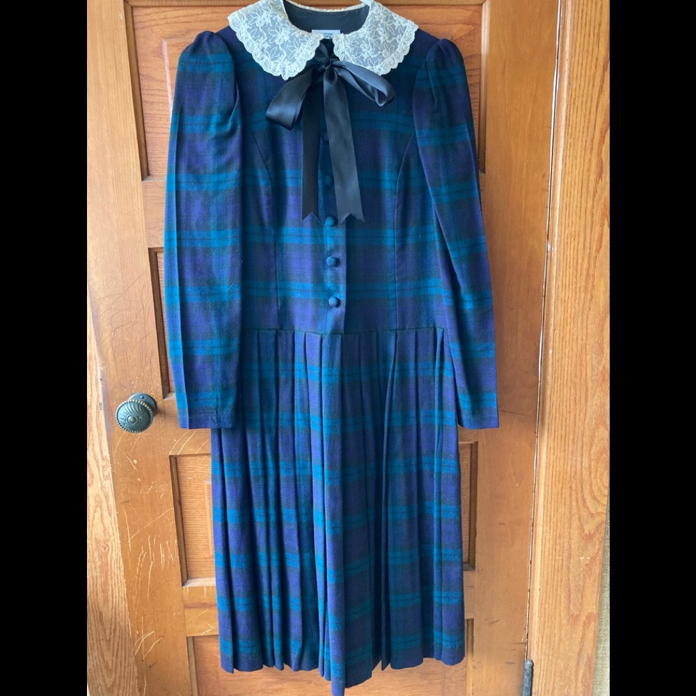 Vintage 1980s Laura Ashley tartan plaid dress
